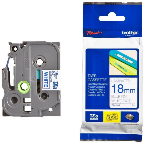 BROTHER CINTA LAMINADA BLANCA/AZUL 18MM