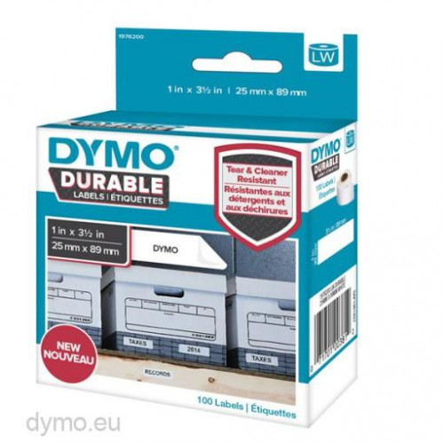 DYMO CINTA ADHESIVA DE POLIPROLILENO DE 25X89MM (1 ROLLO DE 100 ETIQUETAS)