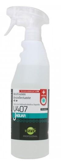 DAHI LÍQUIDO VIRUCIDA HIDROALCOHÓLICO AUTORIZADO JAGUAR V407 BOTELLA CON PULVERIZADOR 750ML