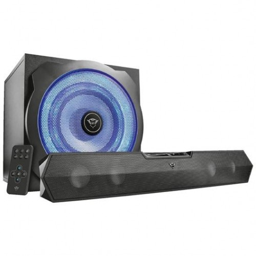 TRUST BARRA DE SONIDO GAMING (SOUNDBAR) 2.1  GXT 668 TYTAN 2.1 ILUMINATED RMS 60W, LUZ DE FONDO AZUL, CONTROL REMOTO, COMPATIBLE CON PC Y CONSOLAS