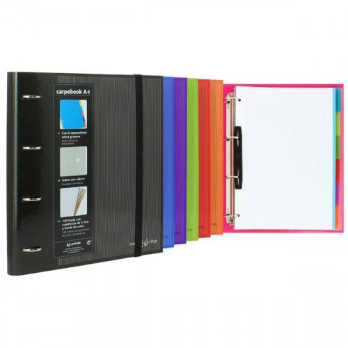GRAFOPLÁS CARPEBOOK FORRADO 4 SEPARADORES A4 MULTILINE CON RECAMBIO NEGRO