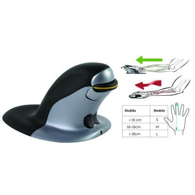 FELLOWES - PENGUIN RATÓN ERGONÓMICO DISEÑO VERTICAL AMBIDIESTRO INALAMBRICO RF WIRELESS 1200 DPI - TAMAÑO L