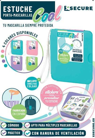 CARCHIVO ESTUCHE PORTAMASCARILLA XSECURE-COOL CON PEGATINAS PARA PROTECCION DE MASCARILLA UNITARIO