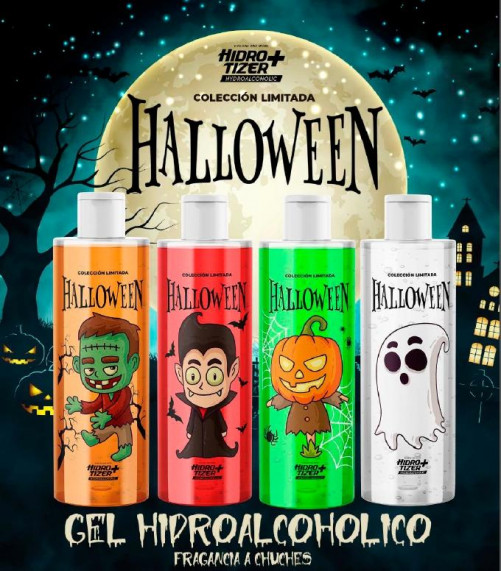 HIDROTIZER PLUS GEL HIDROALCOHÓLICO CANDY COLECC. LIMITADA HALLOWEEN FRAGANCIA CHUCHES DISEÑOS SURTIDOS 100ML