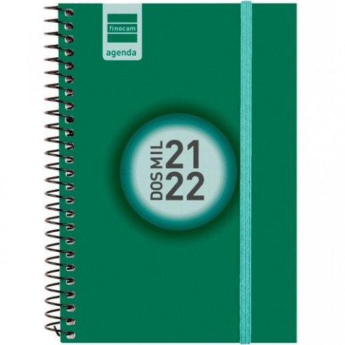 FINOCAM AGENDA ESCOLAR ESPIR COLOR E8 ESPIRAL SEMANA VISTA TAPA PP CASTELLANO 2021/22 VERDE