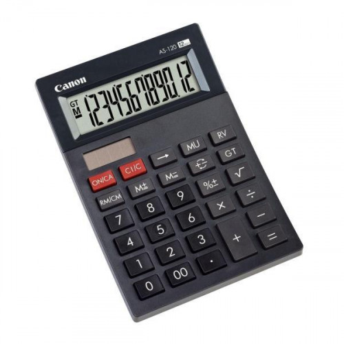 CANON CALCULADORA SOBREMESA NEGRO AS-120 ALIMENTACION DUAL (SOLAR Y PILAS)