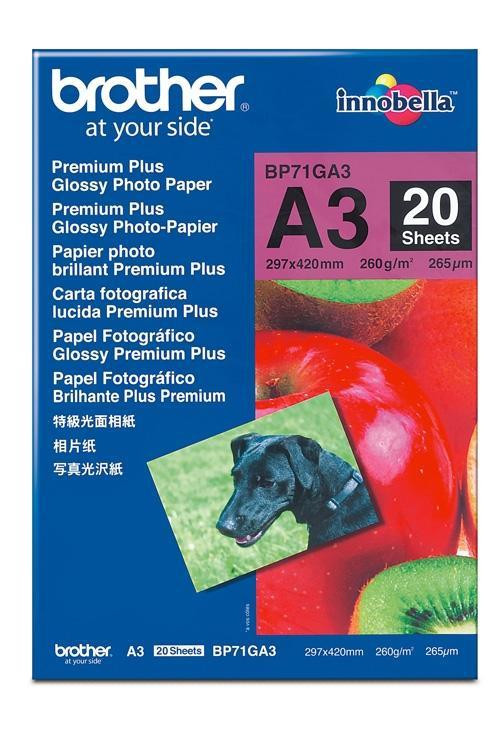 BROTHER PAPEL INKJET GLOSSY A3 20H 260G/M2