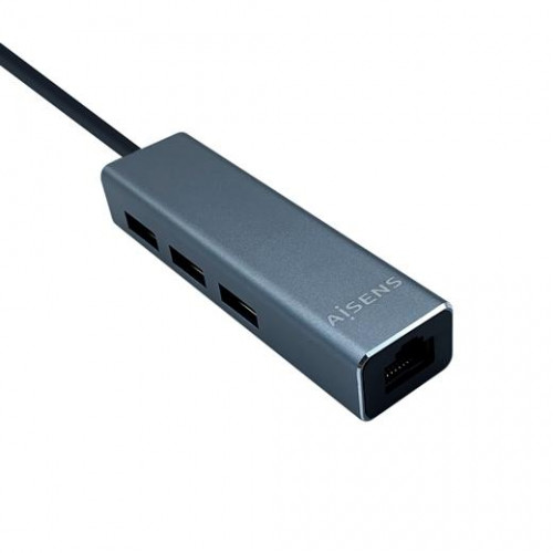 AISENS CONVERSOR USB 3.0 A ETHERNET GIGABIT 10/100/1000 MBPS + HUB 3XUSB3.0 GRIS 15CM
