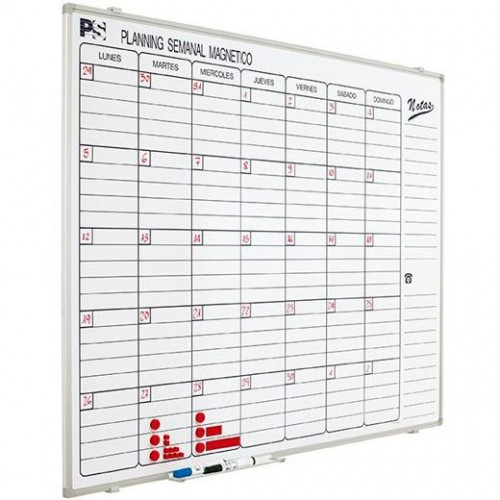 PLANNING MENSUAL MAGNÉTICO 90X120CM ACERO LACADO BLANCO