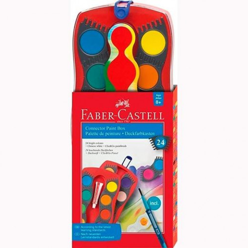 FABER CASTELL ESTUCHE 24 ACUARELAS CONNECTOR + PINCEL C/SURTIDOS