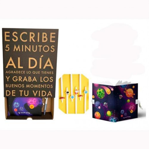 ROYMART ESTUCHE SPACE SKY CON DIARIO SECRETO 168H A5 C/CANDADO + BOLI A JUEGO