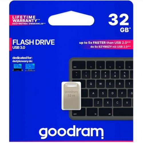 GOODRAM PENDRIVE METAL USB FLASH DRIVE 32GB C/RANURA PARA COLGAR Y LLAVERO USB 3.0 PLATA