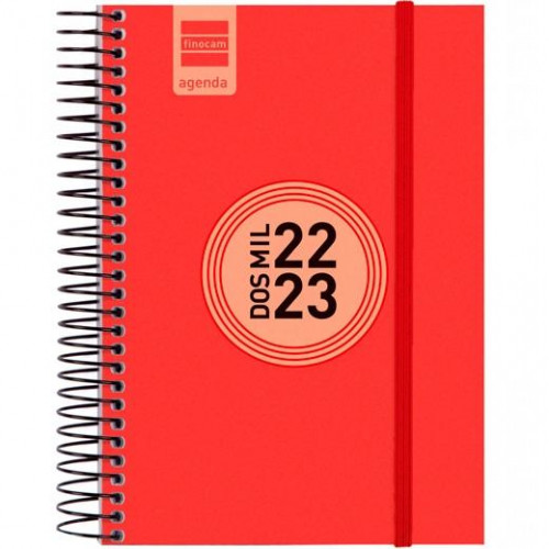 FINOCAM AGENDA ESCOLAR 12 MESES E8 1DP ESPIRAL LABEL PP ROJO 2022-2023