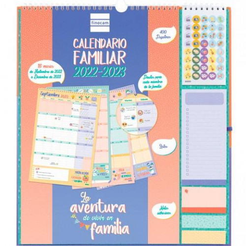 FINOCAM CALENDARIO DE PARED FAMILIAR AVENTURA PLUS 16 MESES 2022-2023