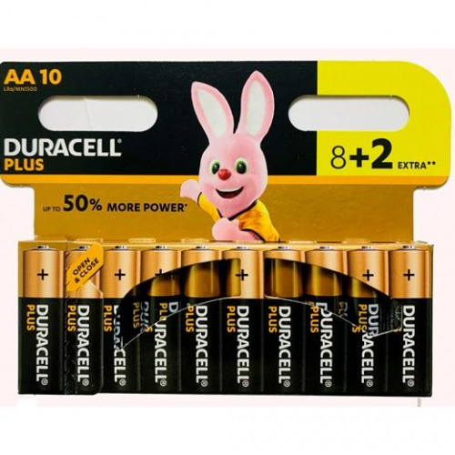 DURACELL PILAS ALCALINAS PLUS LR06 AA 1,5V -PACK 8+2-