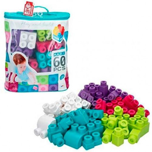 COLORBABY BOLSA DE BLOQUES DE CONSTRUCCIÓN TRENDY INFANTIL 60 PIEZAS MAXI C/SURTIDOS