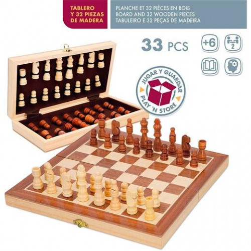 COLORBABY JUEGO DE AJEDREZ TABLERO 30X30X2,5CM ESTUCHE DE MADERA
