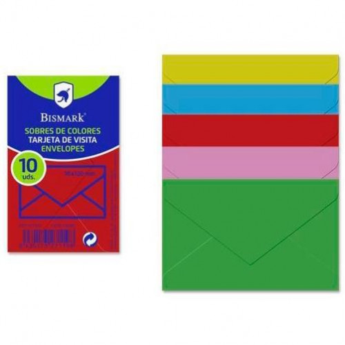 BISMARK SOBRE DE PAPEL 90GR 76X120MM COLORES 10 SOBRES SURTIDOS BISMARK SOBRE DE PAPEL 90GR 76X120MM COLORES 10 SOBRES SURTIDOS