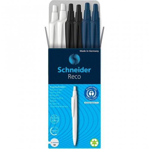 SCHNEIDER BOLÍGRAFO RECO M + 1 GRATIS TINTA AZUL RECARGABLE COLORES SURTIDOS -ESTUCHE 6U-