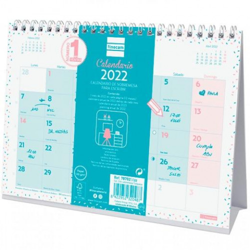 FINOCAM CALENDARIO CHIC DE SOBREMESA PARA ESCRIBIR S 210X150MM TURQUESA 2022