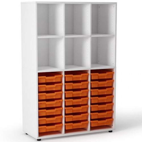 ARMARIO ESCOLAR MODULAR CON BANDEJAS ALTURA 160CM BLANCO CAJONES NARANJA ARMARIO ESCOLAR MODULAR CON BANDEJAS ALTURA 160CM BLANCO CAJONES NARANJA