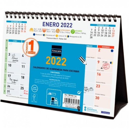 FINOCAM CALENDARIO COLOR DE SOBREMESA PARA ESCRIBIR S 210X150MM 2022