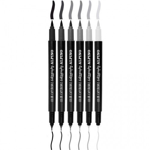 ALPINO SET 6 ROTULADORES CALLIGRAPHY COLOR EXPERIENCE GRIS/NEGRO