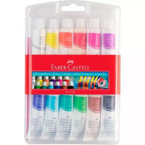 FABER CASTELL ESTUCHE 12 TÉMPERAS EN TUBOS DE 12ML COLORES SURTIDOS