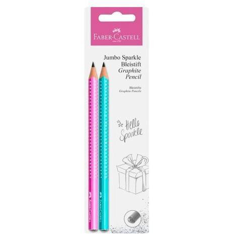 FABER CASTELL BLISTER 2 LÁPICES DE GRAFITO JUMBO SPARKLE ROSA/TURQUESA