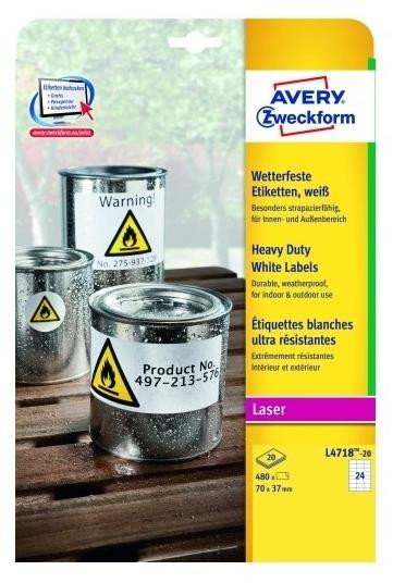 AVERY ETIQUETAS PARA LÁSER 99,1X139MM POLIESTER AMARILLO FLUORESCENTE -20 HOJAS-