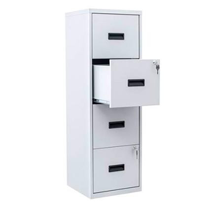 ARCHIVADOR METÁLICO 4 CAJONES , 40X40X125 CM (ANCHO X FONDO X ALTO) FORMATO A4 -CAPACIDAD CAJON 15KG- TIRADOR DE PLÁSTICO GRIS (MONTADO)
