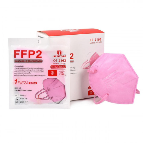 MASCARILLA FFP2 ROSA CERTIFICADO EN 149:2001+A1 CON CLIP DE AJUSTE INDIVIDUAL