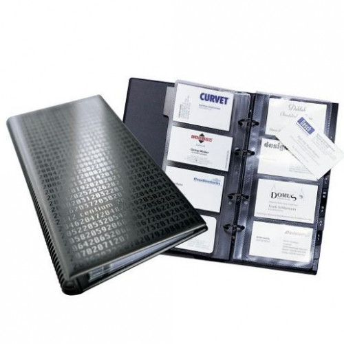 DURABLE VISIFIX CENTIUM TARJETERO 4 ANILLAS C/25 FUNDAS 255X145MM DE PP TRANSPARENTE + 12 SEPARADORES A-Z NEGRO