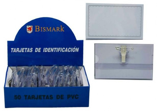 BISMARK TARJETA DE IDENTIFICACIÓN HORIZONTAL PVC 57X90 MM CON PINZA -50U-