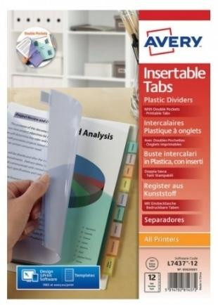 AVERY SOBRES CON ÍNDICES SEPARADORES 6 PESTAÑAS PP 260X300MM COLORES TRANSPARENTES