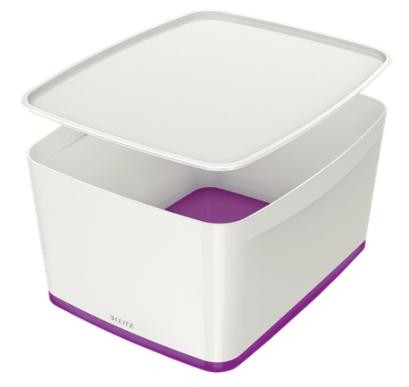 LEITZ CAJA ALMACENAMIENTO MYBOX WOW GRANDE C/TAPA 318X198X385MM VIOLETA/BLANCO