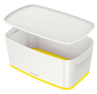 LEITZ CAJA ALMACENAMIENTO MYBOX WOW PEQUEÑA C/TAPA 318X128X191MM AMARILLO/BLANCO