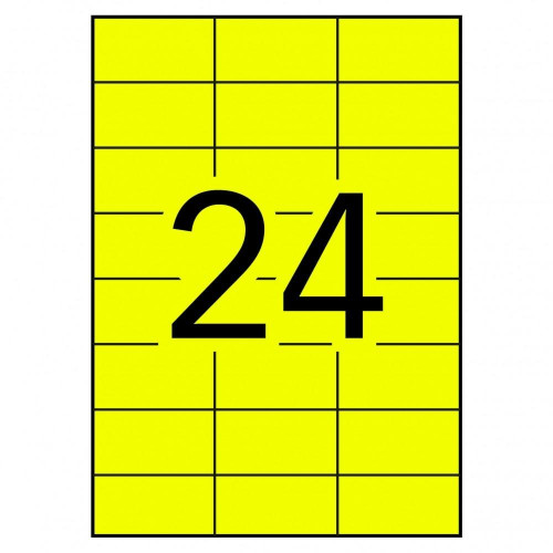 APLI ETIQUETAS AMARILLO FLUOR PARA LÁSER Y FOTOCOPIADORAS / 70X37 MM / - 100 HOJAS-