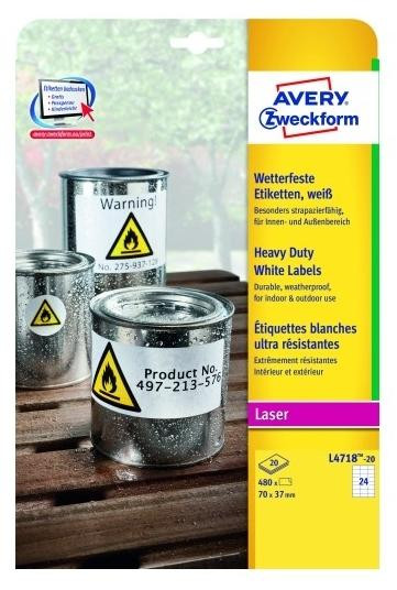 AVERY ETIQUETAS EXTRA RESISTENTES 70X37MM POLIESTER BLANCO