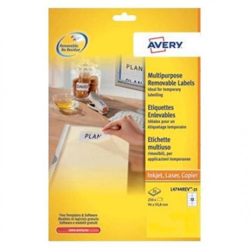 AVERY ETIQUETAS REMOVIBLES 96X50,8 MM BLANCO -250U-