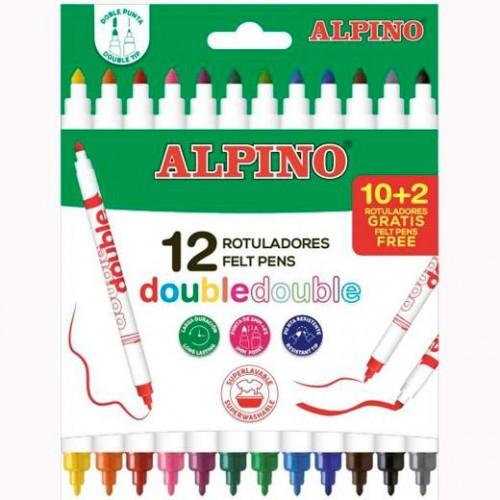 ALPINO ESTUCHE 10+2 ROTULADORES DOUBLE DOBLE PUNTA FINA/GRUESA C/SURTIDOS