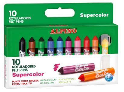 ALPINO ESTUCHE 10 ROTULADORES SUPERCOLOR PUNTA CÓNICA EXTRAGUESA C/SURTIDOS