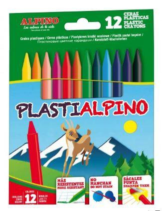 ALPINO ESTUCHE 12 CERAS PLÁSTICAS PLASTIALPINO 115MM NO MANCHAN C/SURTIDOS ALPINO ESTUCHE 12 CERAS PLÁSTICAS PLASTIALPINO 115MM NO MANCHAN C/SURTIDOS
