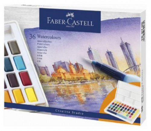 FABER CASTELL ESTUCHE 36 ACUARELAS CREATIVE STUDIO PASTILLAS C/SURTIDOS