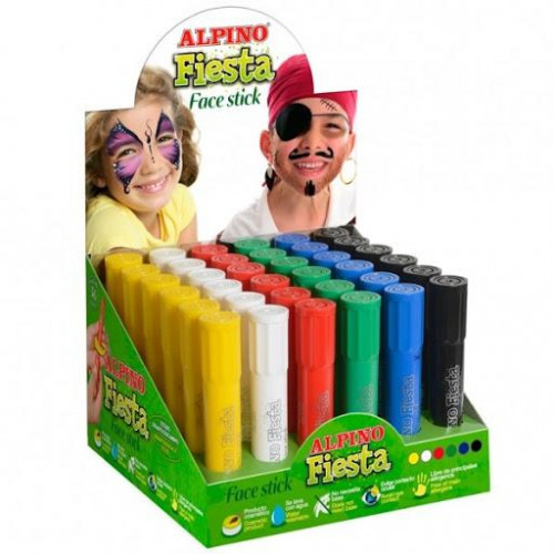 ALPINO EXPOSITOR 36 BARRAS DE MAQUILLAJE FIESTA FACE STICK C/SURTIDOS