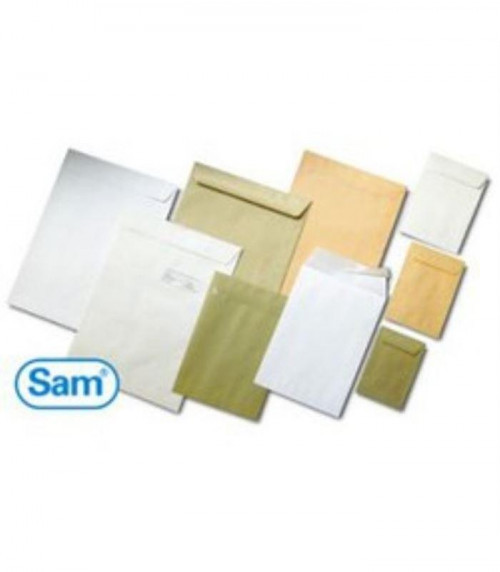 SAM BOLSA A-12 DIN B4 FOLIO AUTOADHESIVO CON TIRA DE SILICONA 250X353 90 GRAMOS BLANCO 250 BOLSAS