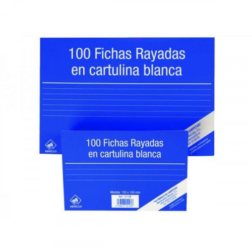 MARIOLA FICHA RAYADA 150X100MM CARTULINA 180GR BLANCO PAQUETE DE 100 Nº3