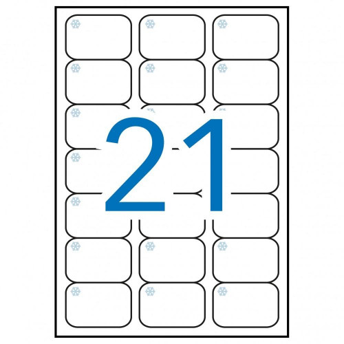 APLI ETIQUETAS BLANCO PARA CONGELADOR PARA LÁSER Y FOTOCOPIADORAS / 63,5 X 38,1 MM / CANTOS ROMOS - 10 HOJAS-