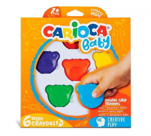 CARIOCA CERAS TEDDY 1+ CON FORMA DE OSITO COLORES - CAJA DE 6