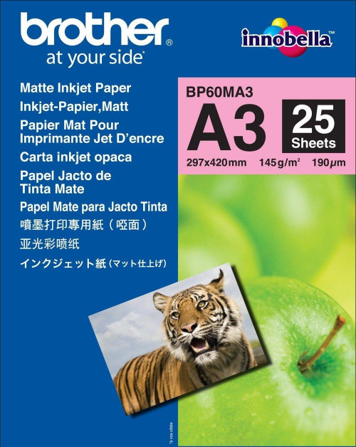 BROTHER PAPEL FOTOGRÁFICO MATE, 145 G. EN  A3 (PACK DE 25 HOJAS)